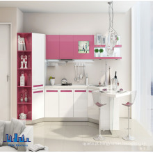 Pole Pink and White PVC Kitchen Cabinet